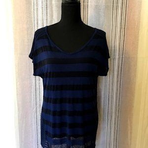 SJS Black & Blue Striped Sheer Top